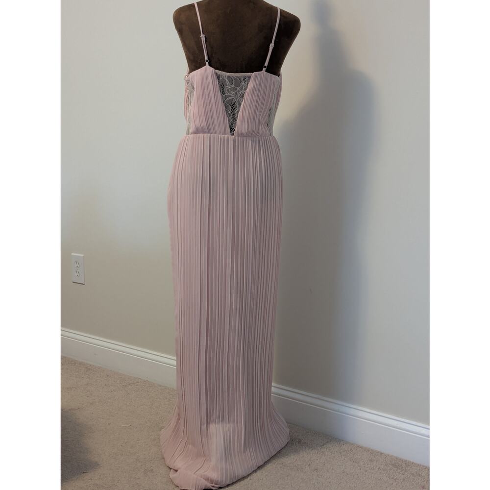 BCBGeneration Pink Lace Crinkle Pleated Chiffon Maxi Prom Formal Dress Gown Sz 6 - Picture 4 of 9